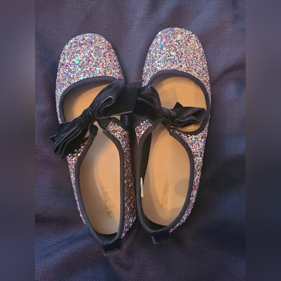 Old Navy Girl's Glitter Bow Ballet Flats Sz 5 - Picture 2 of 6